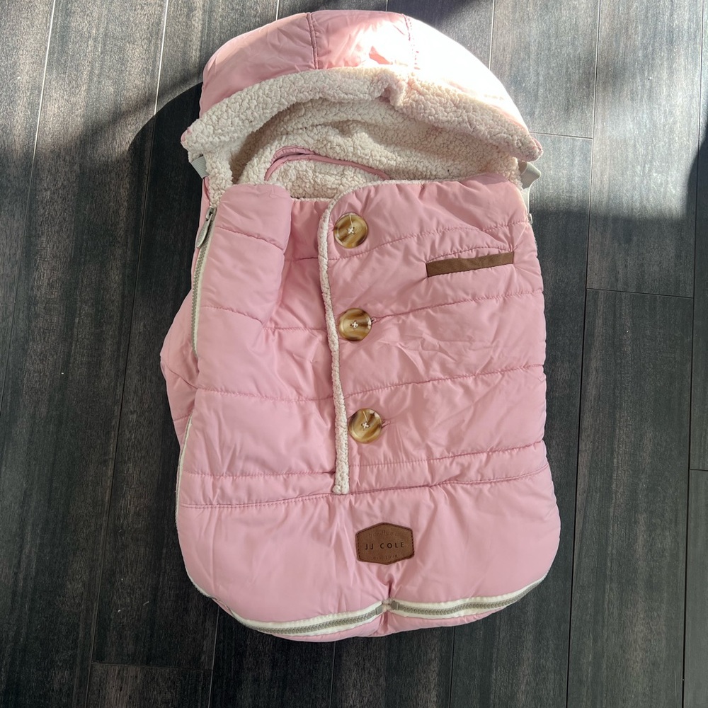 JJ Cole Pink Quilted Bag with Faux Fur Trim